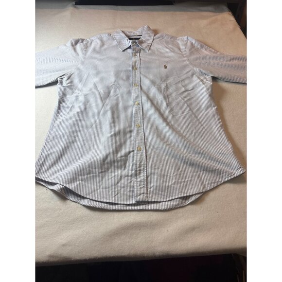 Ralph Lauren Mens Blue & White Striped Slim Fit Button-Down Shirt xl-Tg - Picture 1 of 12